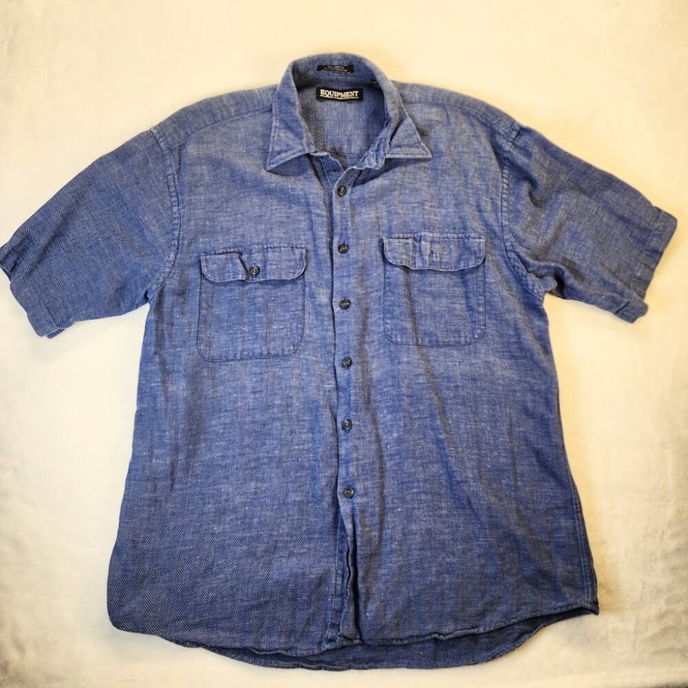 Equipment by HG Design International Men's Button Down Linen/Cotton Large 42